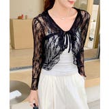 フリルレースカーディガン ショート丈 リボン | Riff | 詳細画像32 