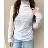 ホワイト | メロウハイネックシアートップス フリル レース | Riff