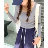 スクエアネックリブトップス リブニット 薄手ニット | Riff | 詳細画像7 