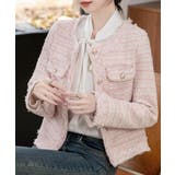 ピンク | ツイードジャケット ノーカラージャケット フリンジ | Riff