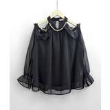 パールネックオープンショルダーシフォンブラウス フリル 肩開き | Riff | 詳細画像12 