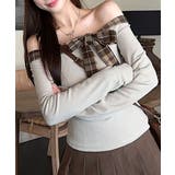 チェックリボンオフショルトップス オフショルダー Tシャツ | Riff | 詳細画像14 