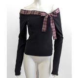 チェックリボンオフショルトップス オフショルダー Tシャツ | Riff | 詳細画像22 