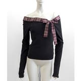 チェックリボンオフショルトップス オフショルダー Tシャツ | Riff | 詳細画像24 