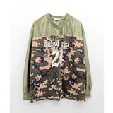 迷彩柄ナンバープリントトップス メッシュ Vネック | Riff | 詳細画像17 