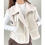 アイボリー | ムートンボアベスト ジップベスト ジャケット | Riff