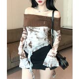 タイダイ柄オフショルトップス オフショルダー シアー | Riff | 詳細画像2 