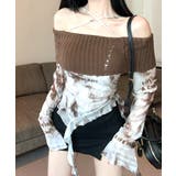 タイダイ柄オフショルトップス オフショルダー シアー | Riff | 詳細画像4 