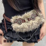 ハートバックルチェーン付きファーベルト フェイクファー 太ベルト | Riff | 詳細画像1