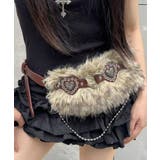 キャメル | ハートバックルチェーン付きファーベルト フェイクファー 太ベルト | Riff