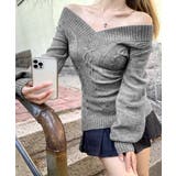 Vネックケーブルニット オフショルダー ケーブル編み | Riff | 詳細画像3 