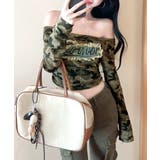 迷彩柄オフショルトップス ロゴ刺繍 オフショルダー | Riff | 詳細画像12 