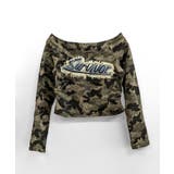 迷彩柄オフショルトップス ロゴ刺繍 オフショルダー | Riff | 詳細画像13 