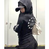 ブラック | フード付き袖ロゴプリントパーカー ロンT 薄手パーカー | Riff