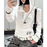 ホワイト | フード付き袖ロゴプリントパーカー ロンT 薄手パーカー | Riff