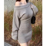 グレー | ワンショルニットミニワンピース オフショル セーター | Riff