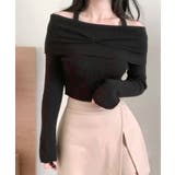 ブラック | ホルターネックオフショルリブニット オフショルダー リブ編み | Riff