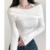 オフホワイト | ホルターネックオフショルリブニット オフショルダー リブ編み | Riff
