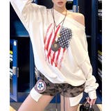 ホワイト | 星条旗プリントトレーナー ロゴプリント ロゴ | Riff