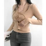 ホルターネックレイヤード風レースアップリブニット フェイクレイヤード ドッキング | Riff | 詳細画像15 