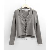 ホルターネックレイヤード風レースアップリブニット フェイクレイヤード ドッキング | Riff | 詳細画像17 