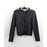 ホルターネックレイヤード風レースアップリブニット フェイクレイヤード ドッキング | Riff | 詳細画像18 