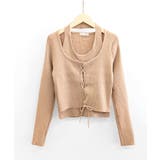 ホルターネックレイヤード風レースアップリブニット フェイクレイヤード ドッキング | Riff | 詳細画像19 