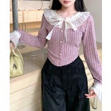 シフォンブラウスレイヤード風ニット カーディガン フリル | Riff | 詳細画像11 