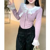 シフォンブラウスレイヤード風ニット カーディガン フリル | Riff | 詳細画像12 