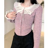 シフォンブラウスレイヤード風ニット カーディガン フリル | Riff | 詳細画像14 