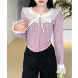 シフォンブラウスレイヤード風ニット カーディガン フリル | Riff | 詳細画像15 