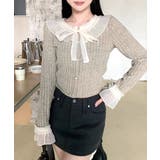 シフォンブラウスレイヤード風ニット カーディガン フリル | Riff | 詳細画像18 