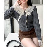 シフォンブラウスレイヤード風ニット カーディガン フリル | Riff | 詳細画像8 