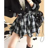 ブラック | チェック柄ミニスカート インナーパンツ付き アシンメトリー | Riff