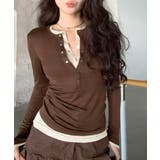 ヘンリーネックレイヤード風トップス フェイクレイヤード ドッキング | Riff | 詳細画像10 