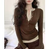 ヘンリーネックレイヤード風トップス フェイクレイヤード ドッキング | Riff | 詳細画像14 