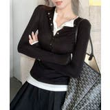 ヘンリーネックレイヤード風トップス フェイクレイヤード ドッキング | Riff | 詳細画像16 