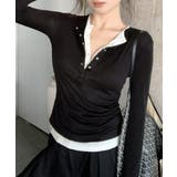 ヘンリーネックレイヤード風トップス フェイクレイヤード ドッキング | Riff | 詳細画像17 