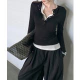 ヘンリーネックレイヤード風トップス フェイクレイヤード ドッキング | Riff | 詳細画像19 