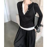 ヘンリーネックレイヤード風トップス フェイクレイヤード ドッキング | Riff | 詳細画像22 