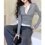 ヘンリーネックレイヤード風トップス フェイクレイヤード ドッキング | Riff | 詳細画像3 