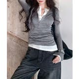 ヘンリーネックレイヤード風トップス フェイクレイヤード ドッキング | Riff | 詳細画像8 