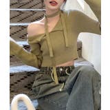 [2点セット] チョーカーリボン付きショート丈リブニット クロップド丈 | Riff | 詳細画像15 