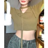 [2点セット] チョーカーリボン付きショート丈リブニット クロップド丈 | Riff | 詳細画像19 