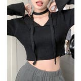 [2点セット] チョーカーリボン付きショート丈リブニット クロップド丈 | Riff | 詳細画像5 