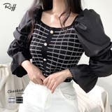チェック柄クロップドトップス パフスリーブ キャンディスリーブ | Riff | 詳細画像1 