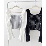 チェック柄クロップドトップス パフスリーブ キャンディスリーブ | Riff | 詳細画像2 