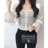 チェック柄クロップドトップス パフスリーブ キャンディスリーブ | Riff | 詳細画像20 