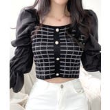 チェック柄クロップドトップス パフスリーブ キャンディスリーブ | Riff | 詳細画像21 