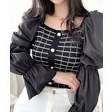 チェック柄クロップドトップス パフスリーブ キャンディスリーブ | Riff | 詳細画像22 